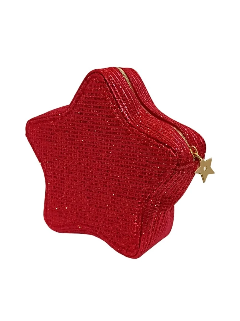 Dior Red Star Glitter Cosmetic Pouch Holiday Makeup Bag w/ Original Box New